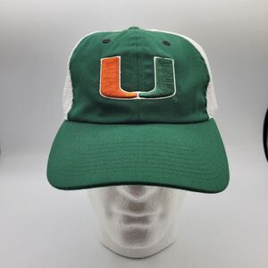 Miami Hurricanes Adidas Mens Womens Slouch Trucker Hat Green White Adjustable